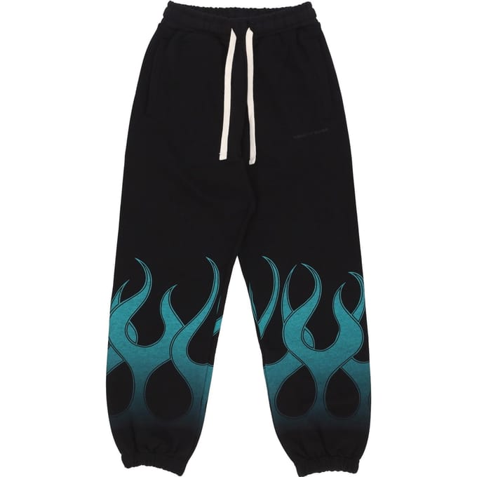 Lichtgewicht heren trainingsbroek Flames Pants Zwart/groen