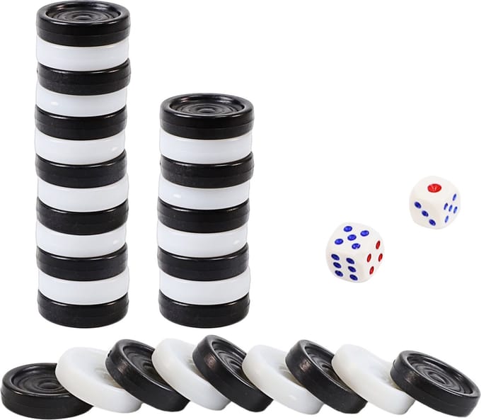 Damstenen en Dobbelstenen - Damschijven - Dammen - Plastic - 22 mm