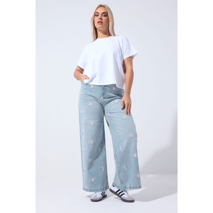 Limited Collection Blauwe Jeans Met Bloemenborduursel Size 44