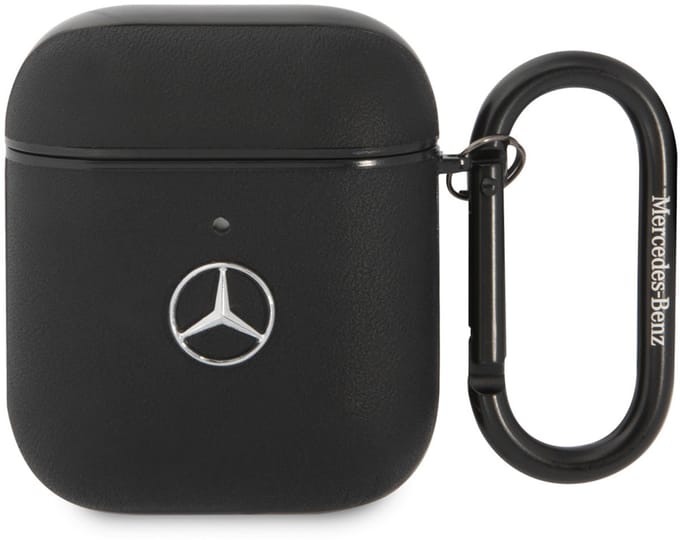 Mercedes-Benz Airpods - Airpods 2 Case - Genuine Leather - Black Hook - Black