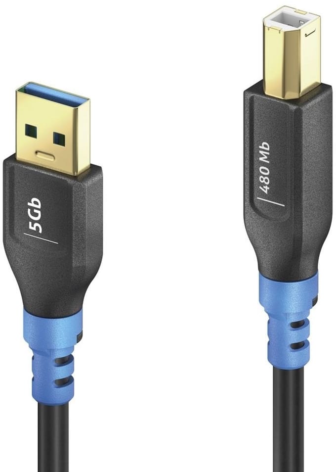 PureLink FI-U200-030 USB-kabel USB 2.0 3 m USB A USB B 480 Gbit/s Zwart, Blauw