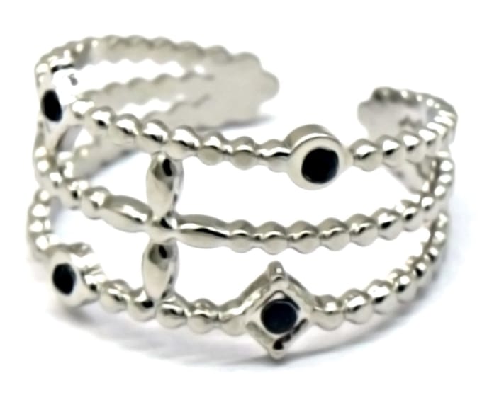 Ring met Kralen - RVS - One Size - Zilverkleurig