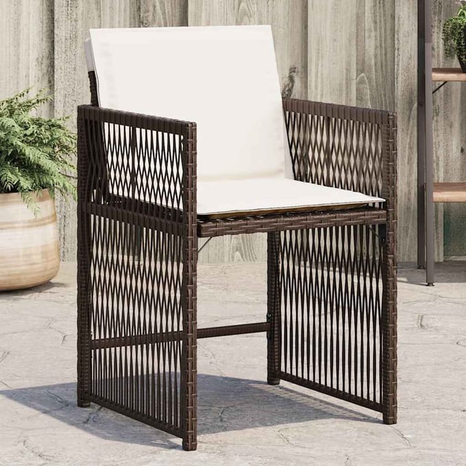 vidaXL - Tuinstoelen - 4 - st - met - kussens - poly - rattan - bruin