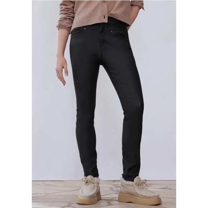 Slim Fit broek met coating