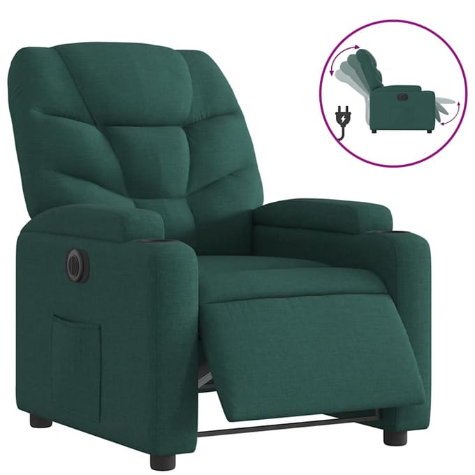 vidaXL - Fauteuil - verstelbaar - elektrisch - stof - donkergroen