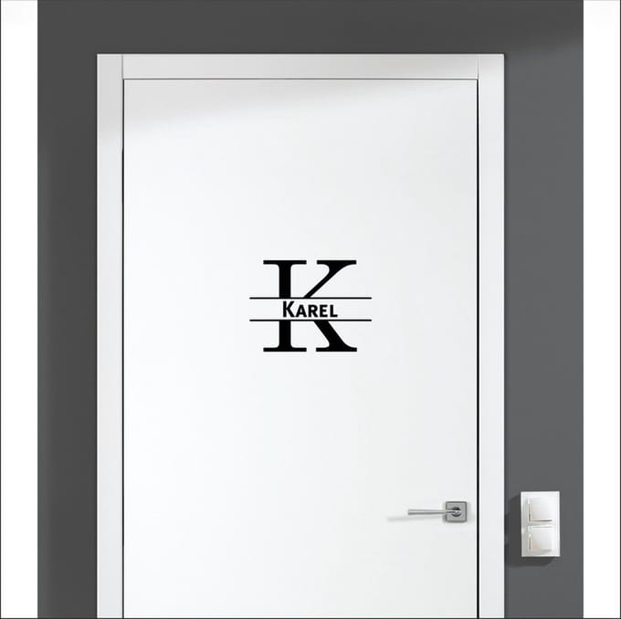 Deursticker Met Naam -  Karel - Zwart