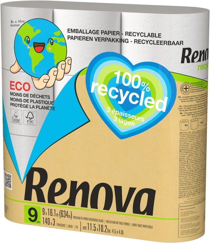 Biologisch wc-papier 9 rollen - duurzaam en zacht