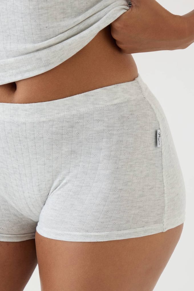 Dames Dsgn Studio Pointelle Mini Short | Asgrijs | Maat: Medium