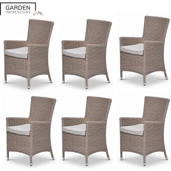 Garden Impressions Costa tuinstoelen set van 6 wicker met kussen