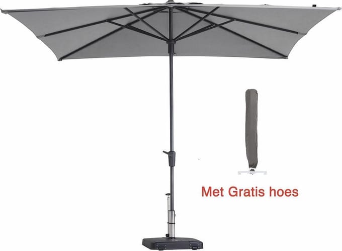 Parasol Vierkant lichtgrijs 280 x 280 cm met hoes