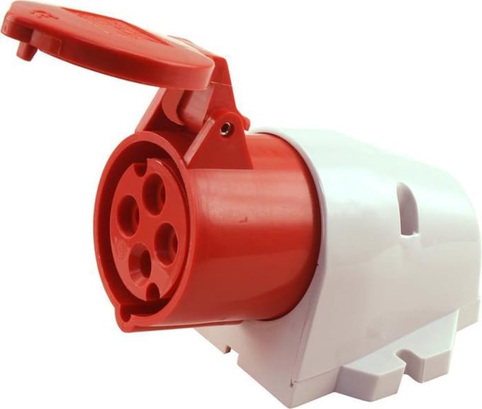 ABL CEE WCD 16A - 4 polige bus - kunststof - IP44 - rood - 400V 16A