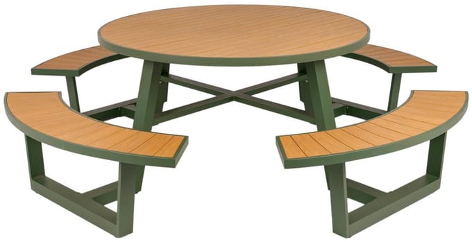 MaximaVida ronde aluminium picknicktafel Bermuda Ø 250 cm olijfgroen