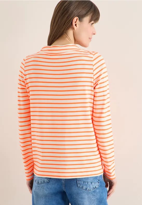 Gestreepte dames T-shirt met col Cecil