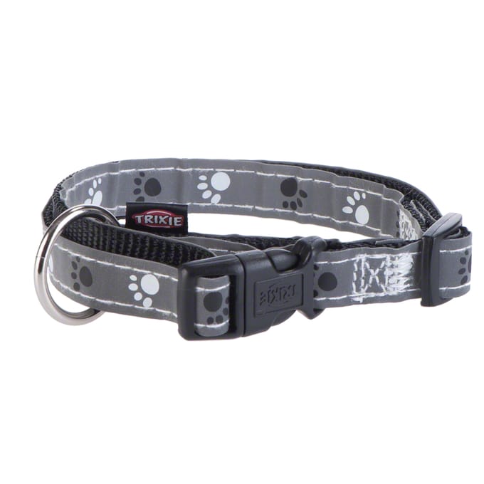 Trixie Zilver Reflect Halsband S-M: 30-45 cm/15 mm black/silver Grijs