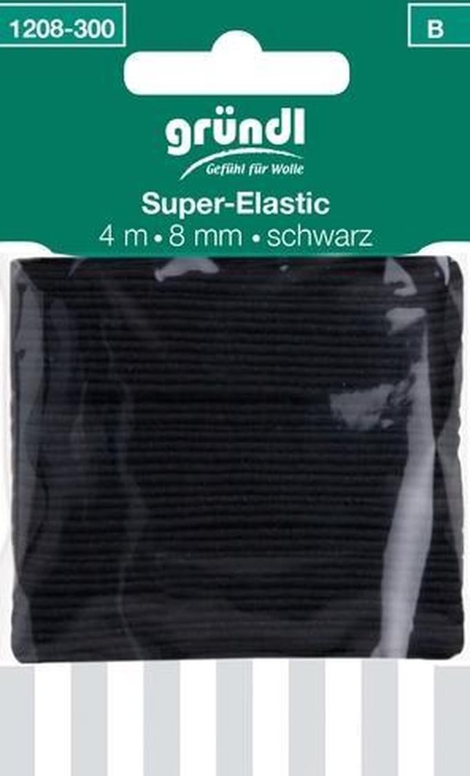 1208-300 Super elastiek 4 m x 8 mm zwart