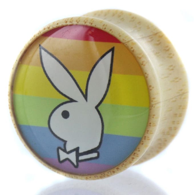 Playboy Bunny Regenboog Saddle Plug - 25 mm (per paar) - LMPiercings