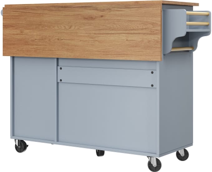 Uitschuifbare Keukeneiland, Dressoir, Opbergkast, Keukentrolley – Multifunctionele eettafel met opbergruimte – Blauw,110×45(75)×92cm