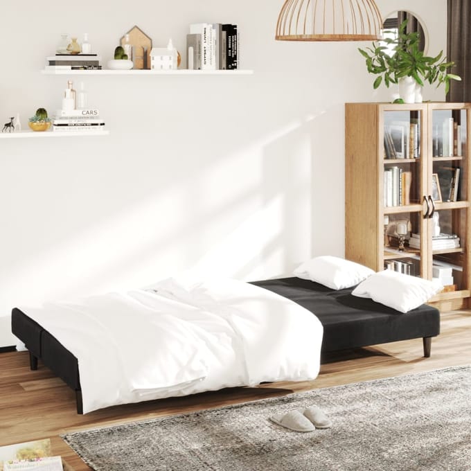 vidaXL - Slaapbank - 2-zits - fluweel - zwart