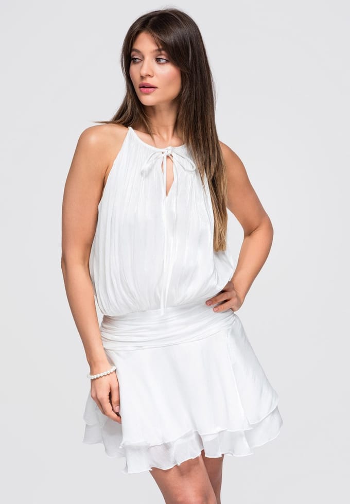 LARICA Jurk - Loose Fit - Mouwloos - Veters Wit L
