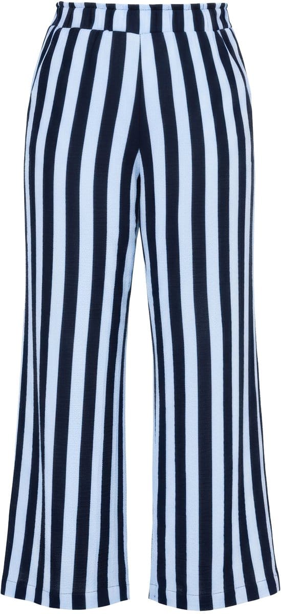 Studio Untold - Dames - Mousseline broek wijde pijpen strepen - Marine - Maat 56