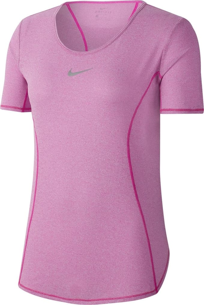 Nike Nk 10K Top Ss Sportshirt Dames - Fire Pink/Htr/Reflective Silv - Maat L