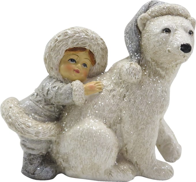 Clayre & Eef Beeld Kind 11 cm Wit Polyresin