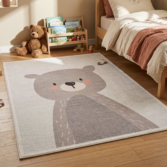 Little Olly Wasbaar kindervloerkleed- Simba Bear Beige - 80x150cm