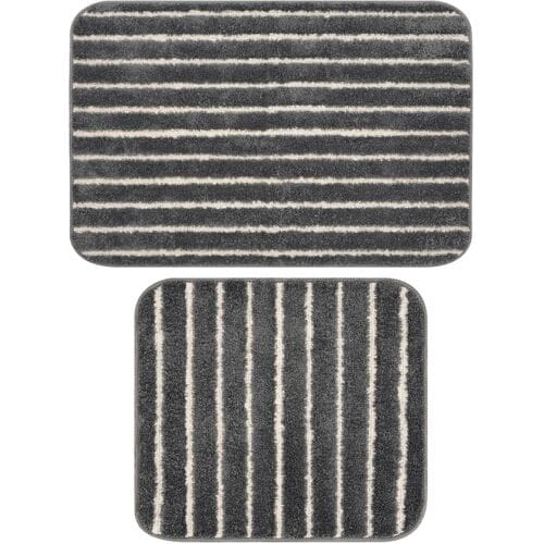 LIVARNO Badmat en toiletmat, 2-delig (Zonder uitsnede, Grijs)