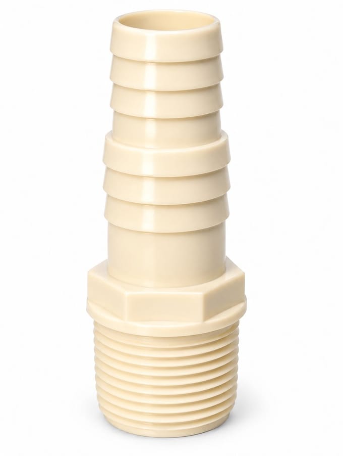 COIL Slangaansluiting 32/38 mm met buitendraad - schroefbare slangadapter - slanghuls - hose connector - romig