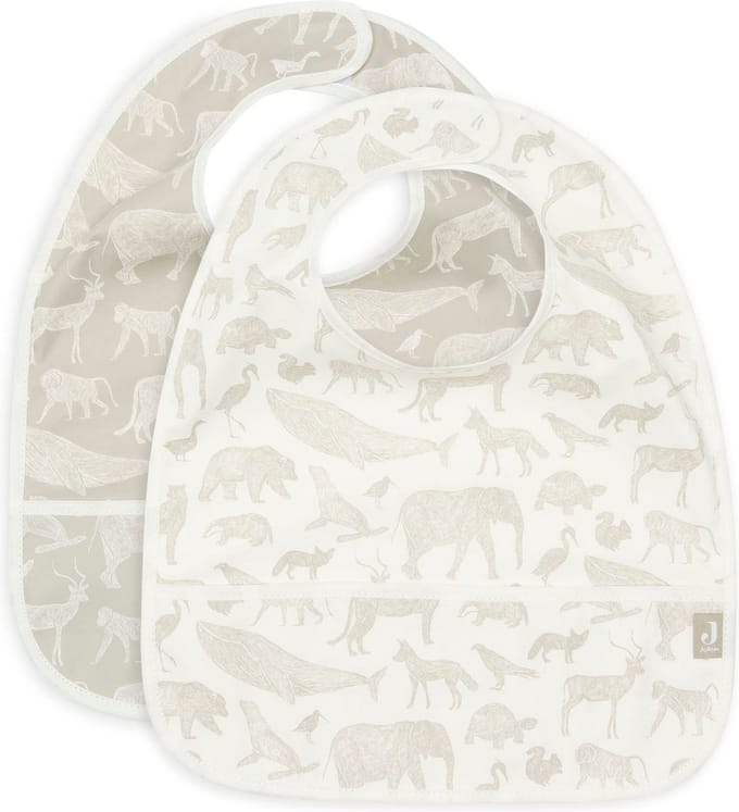 Jollein Lätzchen Wasserdicht Animals - Nougat - 2 Stück