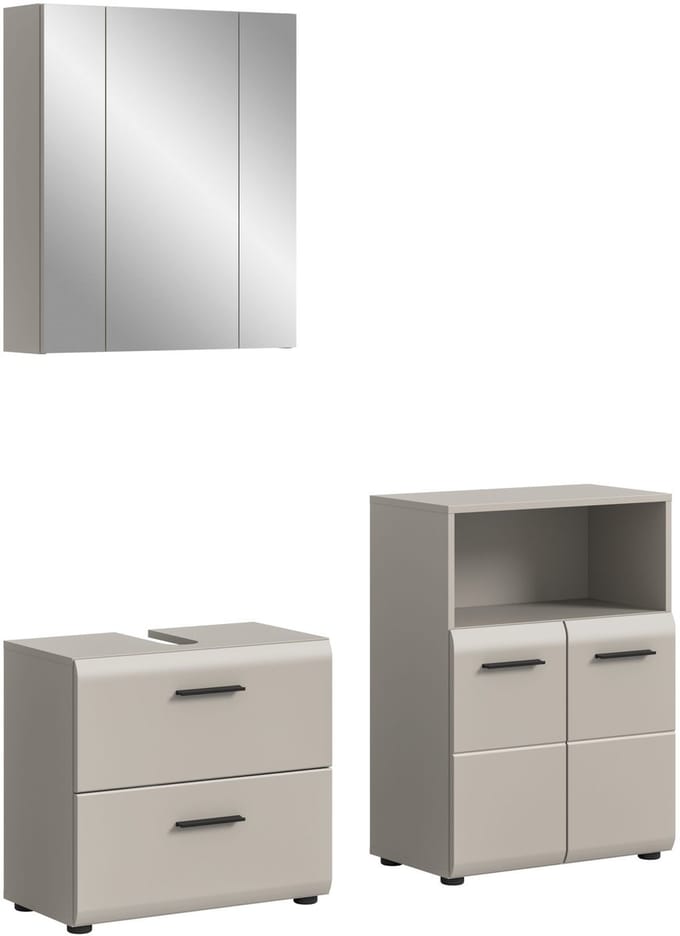 Moderne badcombinatie in kasjmier - Ruime opbergkast met spiegels - 135x185 cm