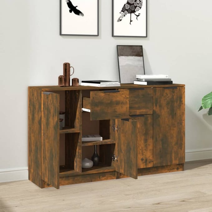 vidaXL - Dressoirs - 2 - st - 60x30x70 - cm - bewerkt - hout - gerookt - eikenkleurig