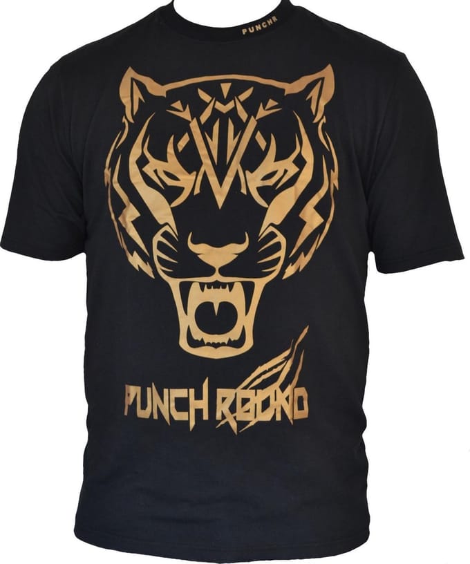 Punch Round Tiger Razor Shirt Zwart Goud - XL