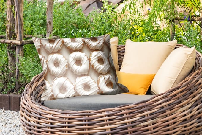 Buitenkussens - Donuts - Chocolade - Wit - Beige - 60x40 cm - Weerbestendig