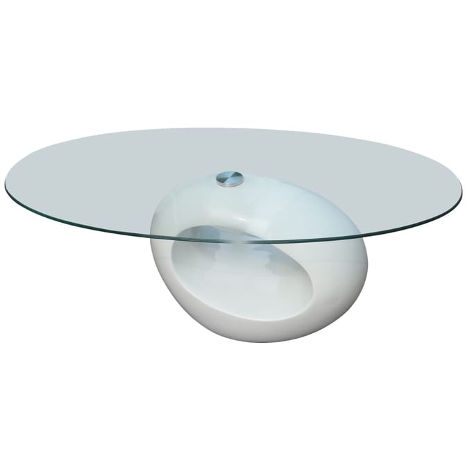 vidaXL - Salontafel - met - ovaal - glazen - tafelblad - hoogglans - wit