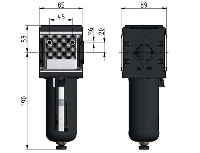 Microfilter 0.01micron G1'' 1500l/min Semi-Auto Beschermende Kooi Polycarbonaat Multifix 4