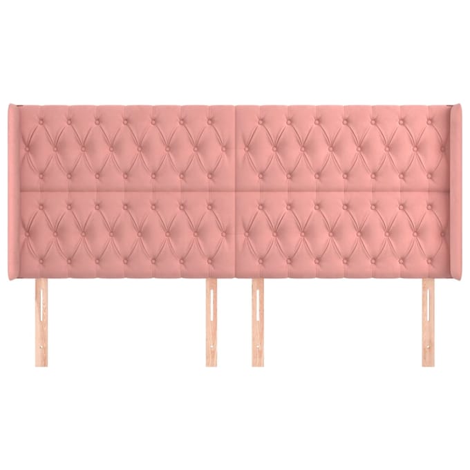 vidaXL - Hoofdbord - met - randen - 183x16x118/128 - cm - fluweel - roze