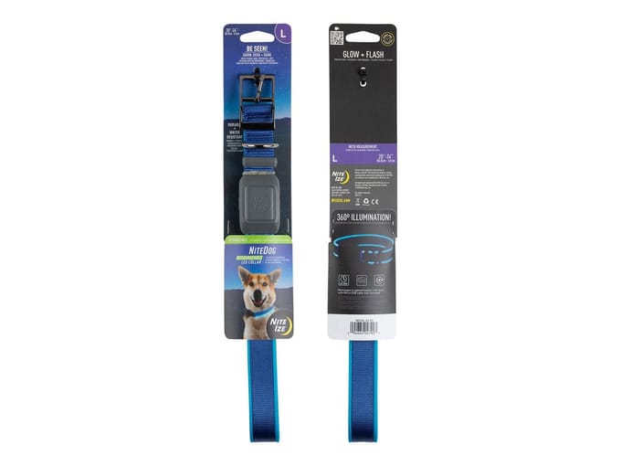 Nite Ize NITEDOG Herlaadbare Led halsband voor een Hond Blauw Large 20" - 24" | 50.8cm - 61cm