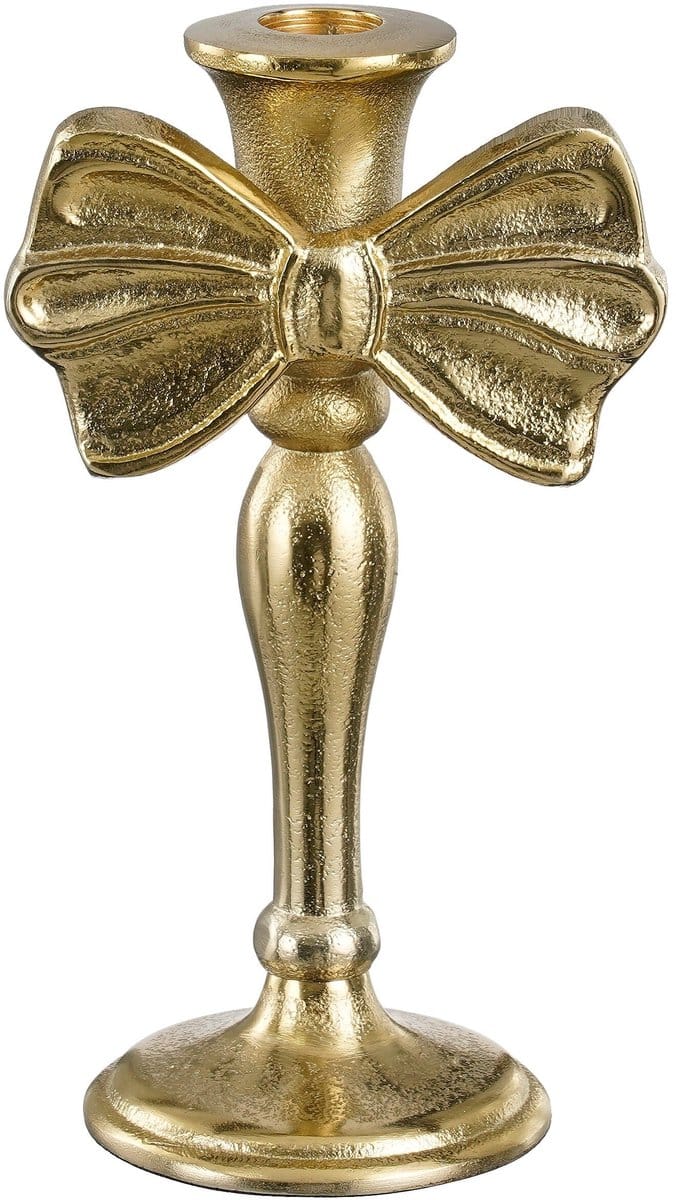 Mica Decorations Kandelaar met Strik - L11 x B8 x H20 cm - Aluminium - Goud