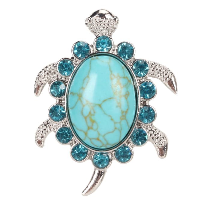 Turquoise Strass Ring Dames Legering Verstelbaar Modieus Schattige Schildpad Vormige Ring Sieraden blue