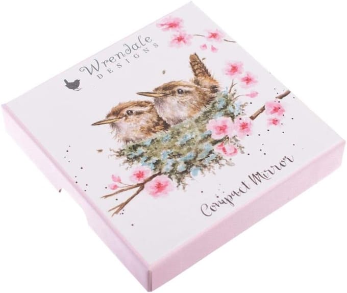 Compacte Spiegel - Zakspiegel Make-up - Snelle Touch-up - Charmant Vogel Design - 9.9 x 9.9 cm - Roze