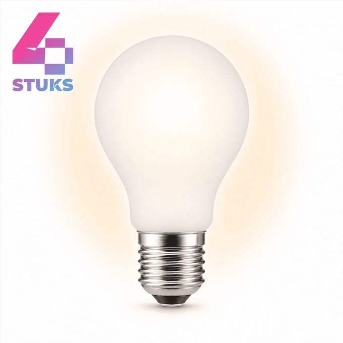 4x Peertje Spaarlamp E27 - 15W - Warm Wit Licht (2700K) - 820 lm - 6 jaar - Niet Dimbaar - A60 (Grote peer)