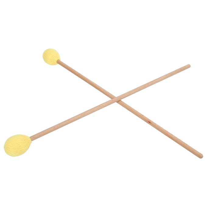 1 Paire de Maillets de Marimba Tête en Fil Moyen Dur avec Manche en Érable pour Jeu de Percussions Jaune beige