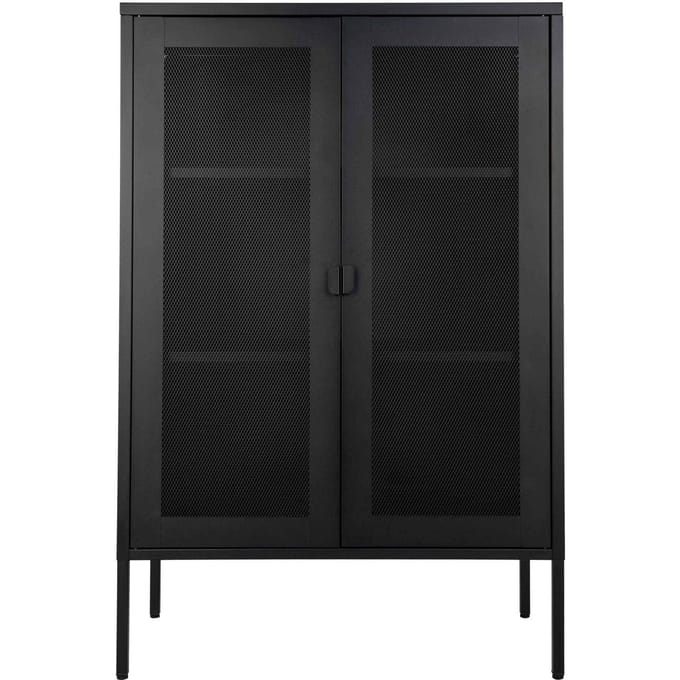House-Nordic-Vitrinekast-Anna-met-gaasdeur-zwart