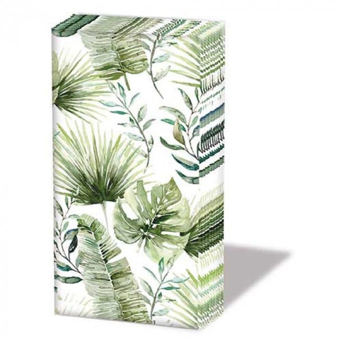 Zakdoeken Jungle leaves white - Ambiente - 21x21 cm