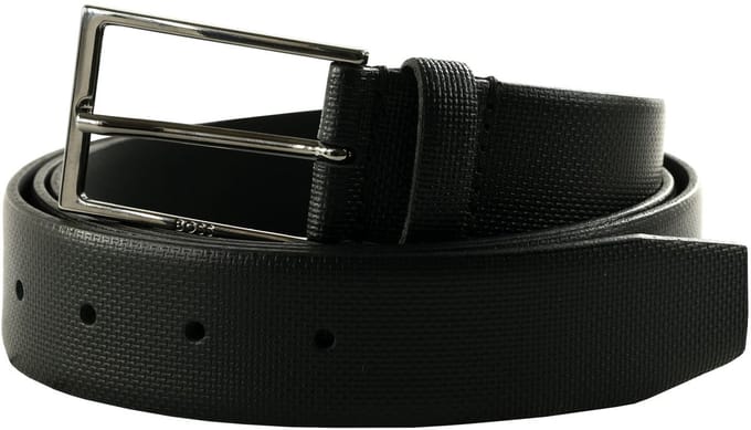 BOSS Leren Riem Carmello Belt W120 Black Zwart