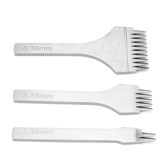 Lot de 3 ciseaux à cuir pour travaux manuels, 2,7/3,0/3,38/3,85 mm, outil de perforation(3,38 mm) white