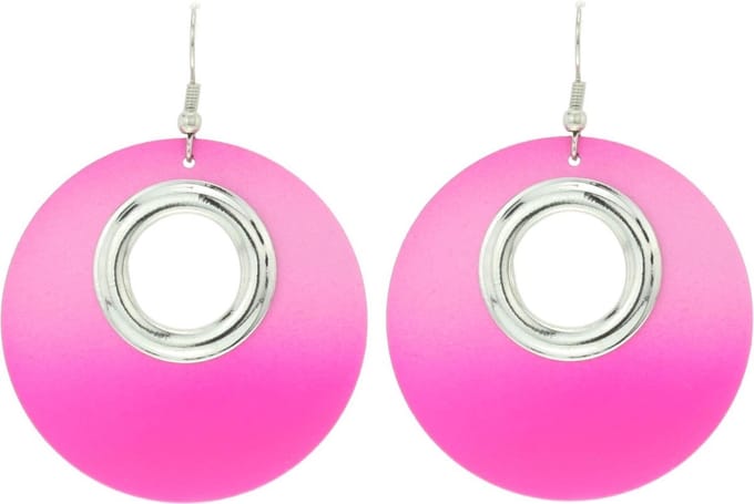 Behave - Oorhanger Dames - Rond - Fuchsia - Diameter 4.5 cm