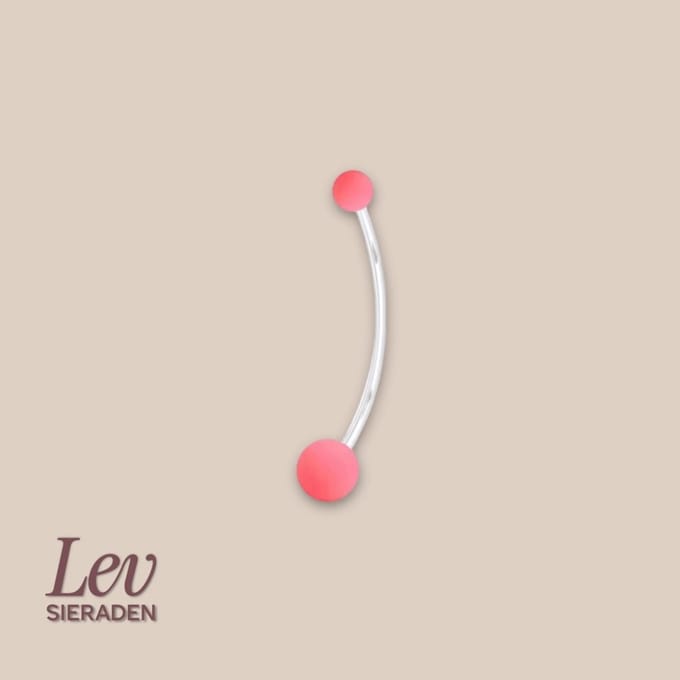 Lev Sieraden - 1.6x38mm Zwangerschapspiercing - Light red - UV acryl piercing - PTFE/Bioplast/Bioflex
