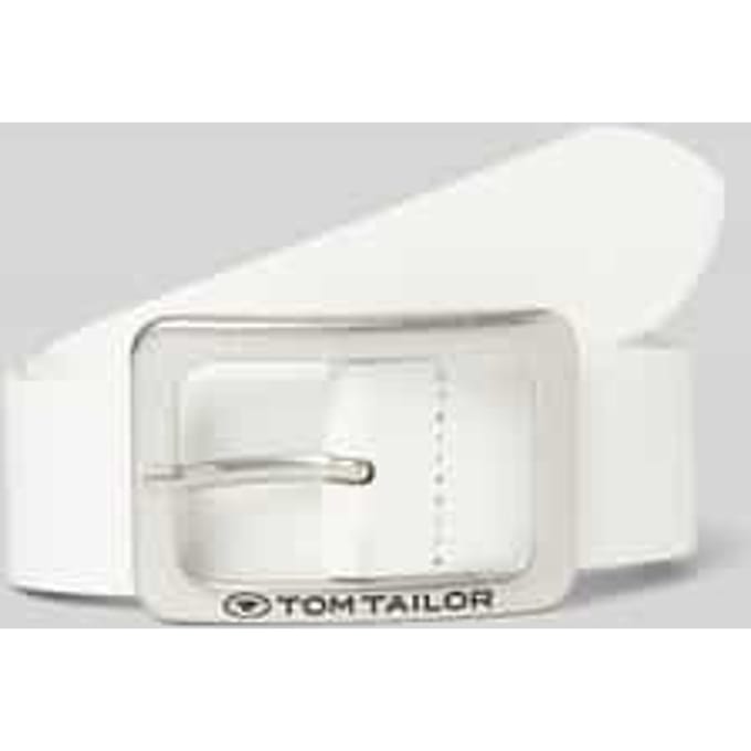 Tom Tailor - TTEVE leren riem met vierkante gesp - Maat 85 - white uni